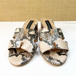 Steven by Steve Madden Snake Print Leather Slides Block Heel Sandal Size 8.5
